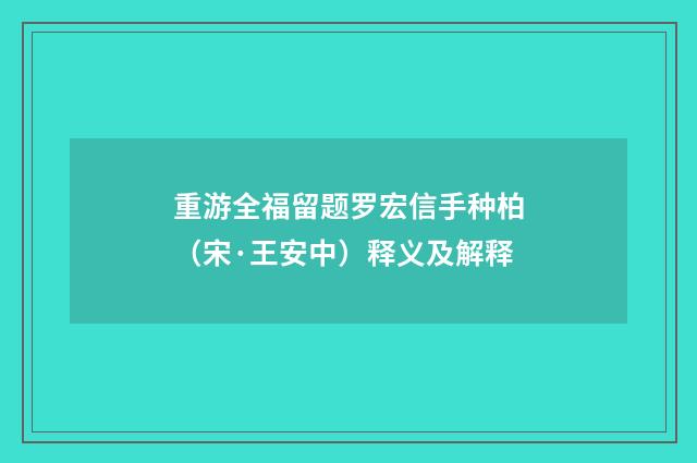 重游全福留题罗宏信手种柏（宋·王安中）释义及解释