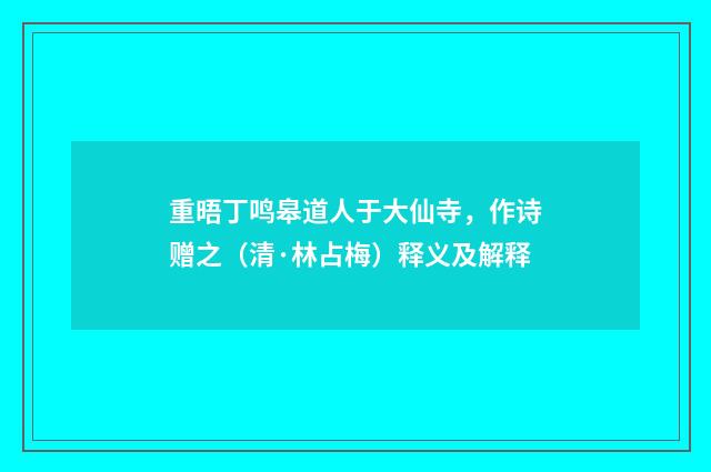 重晤丁鸣皋道人于大仙寺，作诗赠之（清·林占梅）释义及解释