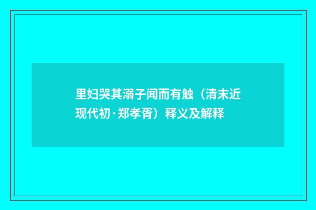 里妇哭其溺子闻而有触（清末近现代初·郑孝胥）释义及解释