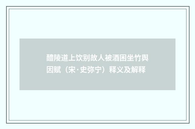 醴陵道上饮别故人被酒困坐竹舆因赋（宋·史弥宁）释义及解释