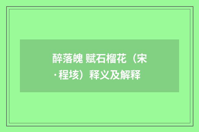 醉落魄 赋石榴花（宋·程垓）释义及解释