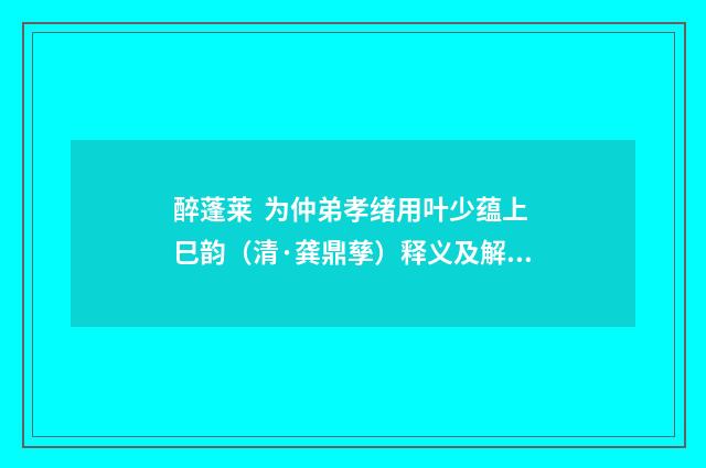 醉蓬莱  为仲弟孝绪用叶少蕴上巳韵（清·龚鼎孳）释义及解释