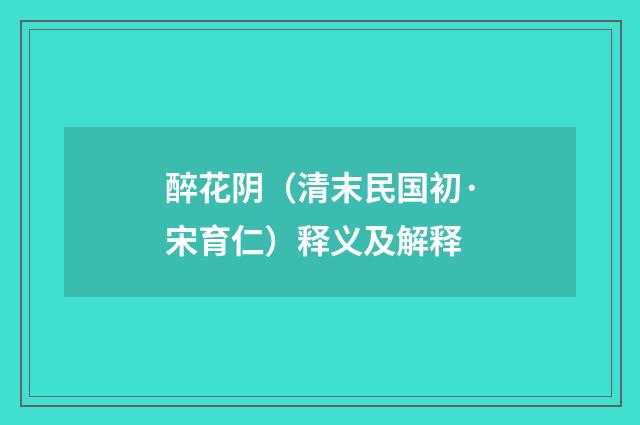 醉花阴（清末民国初·宋育仁）释义及解释