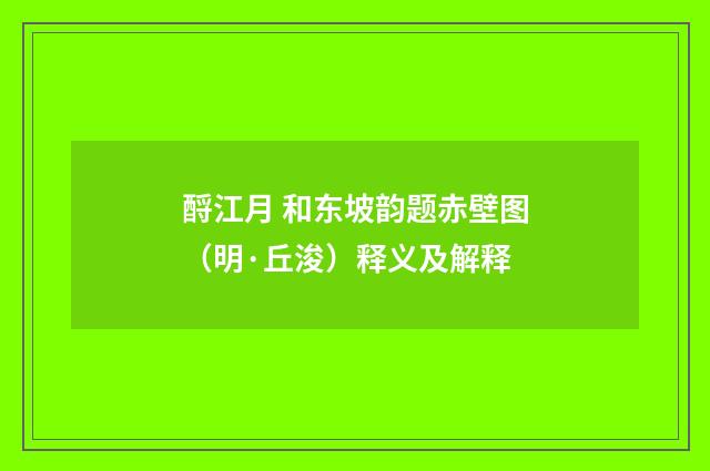 酹江月 和东坡韵题赤壁图（明·丘浚）释义及解释