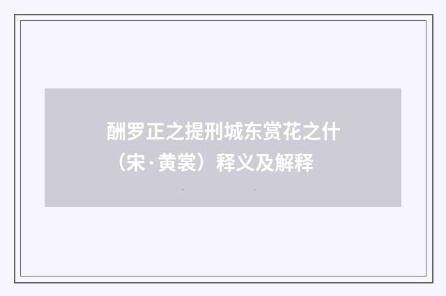 酬罗正之提刑城东赏花之什（宋·黄裳）释义及解释