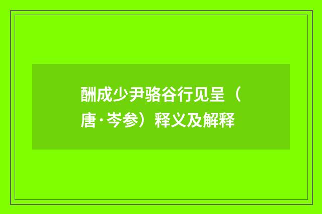 酬成少尹骆谷行见呈（唐·岑参）释义及解释