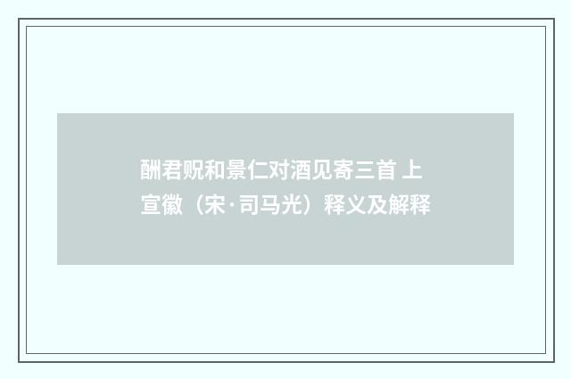 酬君贶和景仁对酒见寄三首 上宣徽（宋·司马光）释义及解释