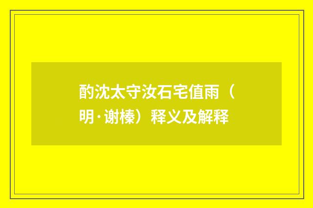 酌沈太守汝石宅值雨（明·谢榛）释义及解释