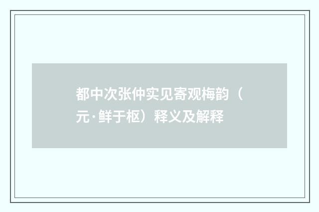 都中次张仲实见寄观梅韵（元·鲜于枢）释义及解释