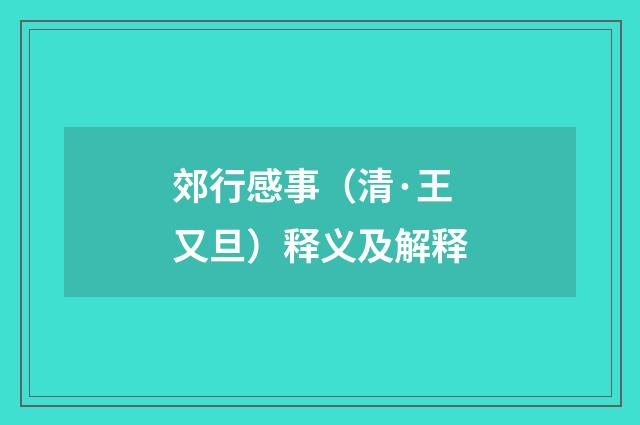 郊行感事（清·王又旦）释义及解释