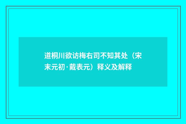 道桐川欲访梅右司不知其处（宋末元初·戴表元）释义及解释