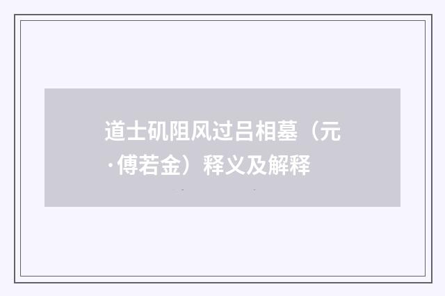 道士矶阻风过吕相墓（元·傅若金）释义及解释