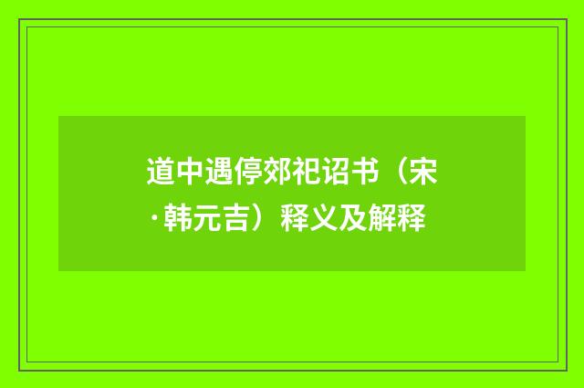 道中遇停郊祀诏书（宋·韩元吉）释义及解释