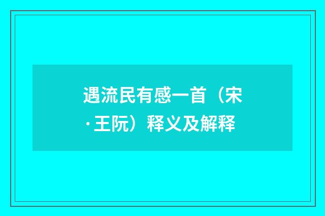 遇流民有感一首（宋·王阮）释义及解释