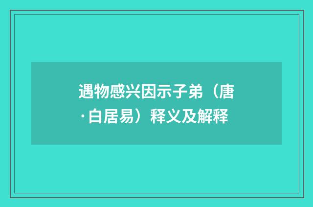 遇物感兴因示子弟（唐·白居易）释义及解释