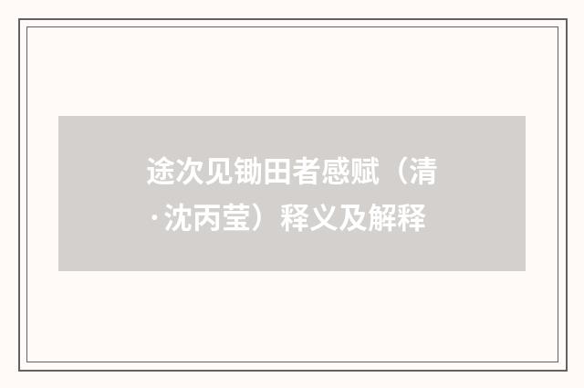 途次见锄田者感赋（清·沈丙莹）释义及解释