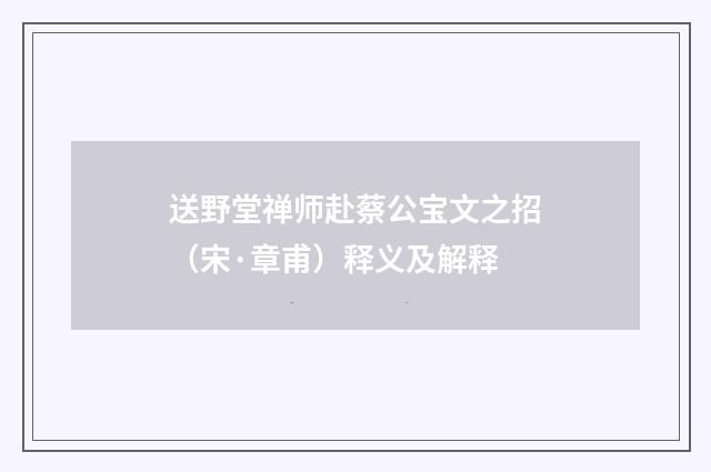 送野堂禅师赴蔡公宝文之招（宋·章甫）释义及解释