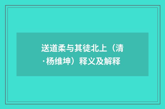 送道柔与其徒北上（清·杨维坤）释义及解释