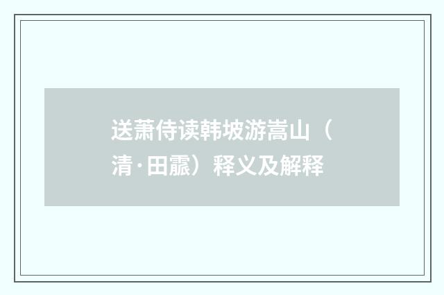 送萧侍读韩坡游嵩山（清·田霢）释义及解释