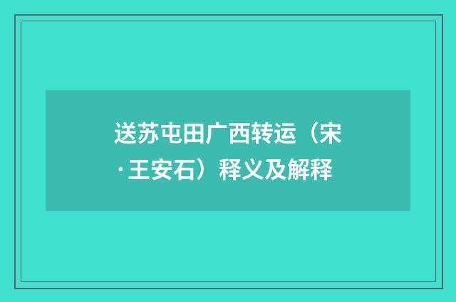 送苏屯田广西转运（宋·王安石）释义及解释
