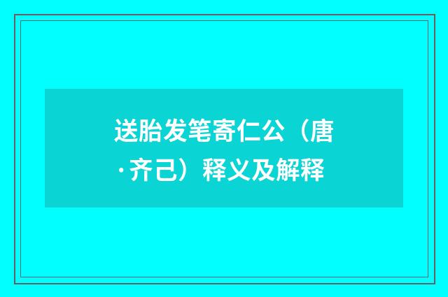 送胎发笔寄仁公（唐·齐己）释义及解释