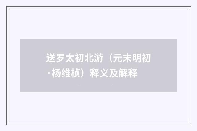 送罗太初北游（元末明初·杨维桢）释义及解释