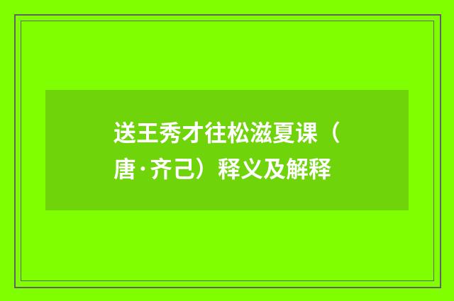 送王秀才往松滋夏课（唐·齐己）释义及解释