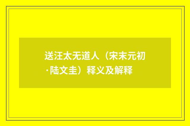 送汪太无道人（宋末元初·陆文圭）释义及解释