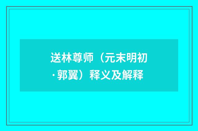 送林尊师（元末明初·郭翼）释义及解释