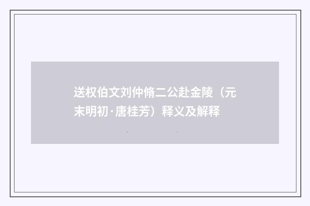 送权伯文刘仲脩二公赴金陵（元末明初·唐桂芳）释义及解释
