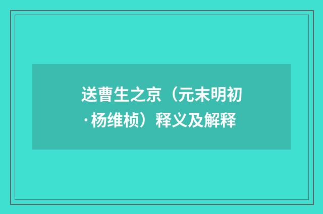 送曹生之京（元末明初·杨维桢）释义及解释