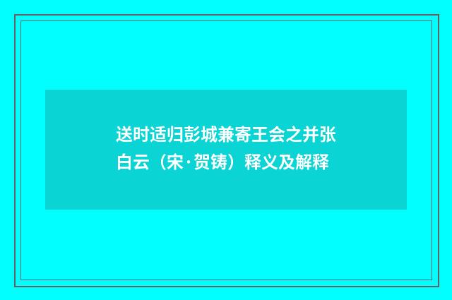 送时适归彭城兼寄王会之并张白云（宋·贺铸）释义及解释