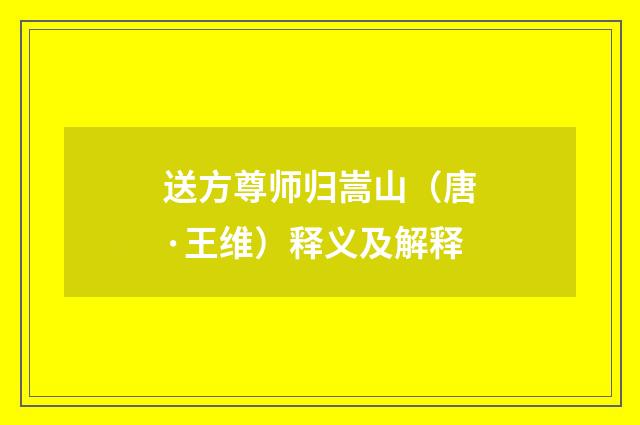 送方尊师归嵩山（唐·王维）释义及解释