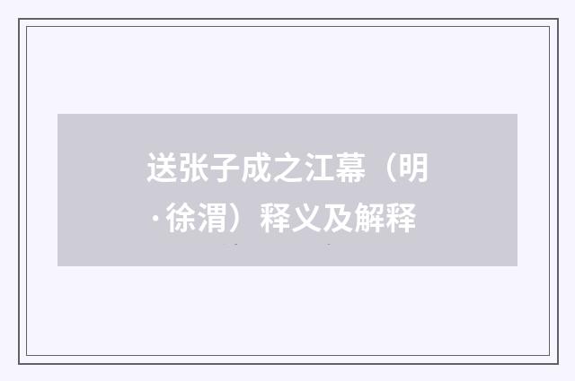 送张子成之江幕（明·徐渭）释义及解释