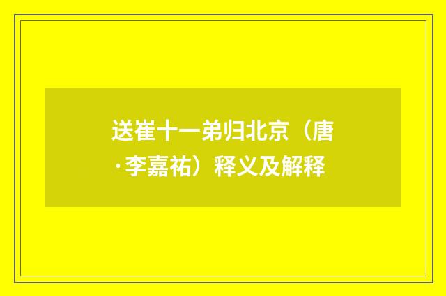 送崔十一弟归北京（唐·李嘉祐）释义及解释