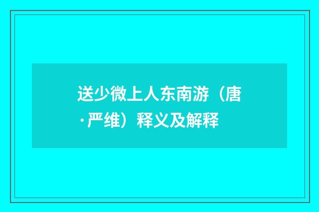 送少微上人东南游（唐·严维）释义及解释