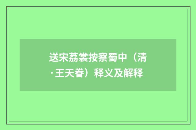 送宋荔裳按察蜀中（清·王天眷）释义及解释