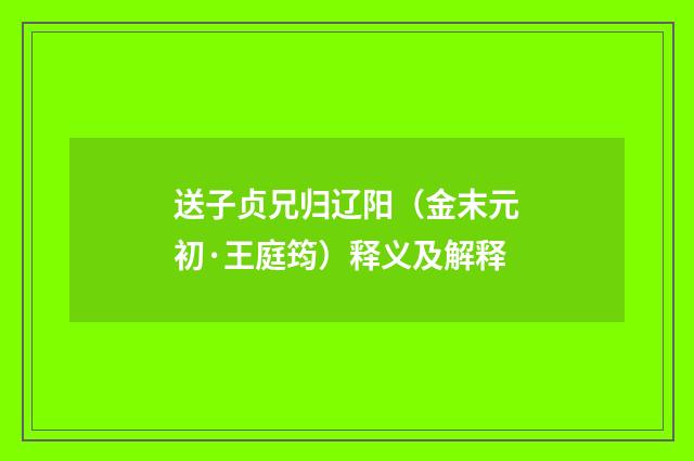 送子贞兄归辽阳（金末元初·王庭筠）释义及解释