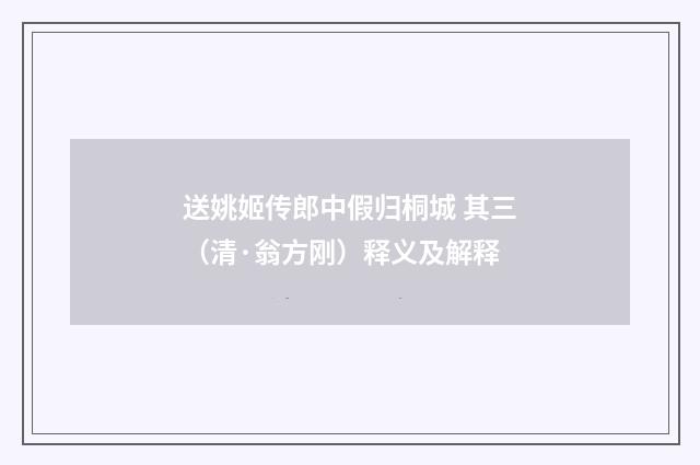 送姚姬传郎中假归桐城 其三（清·翁方刚）释义及解释