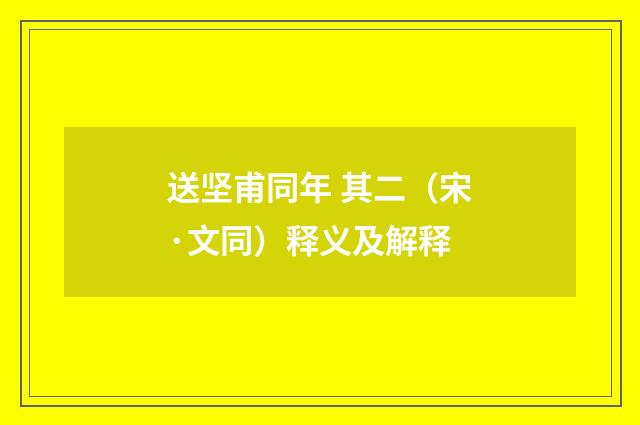 送坚甫同年 其二（宋·文同）释义及解释