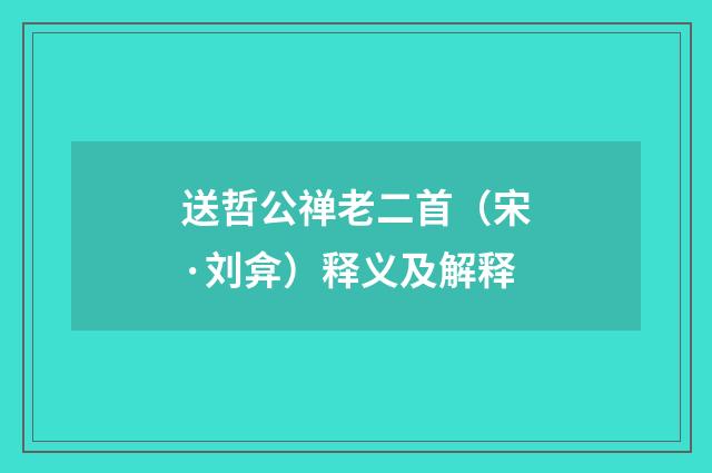 送哲公禅老二首（宋·刘弇）释义及解释