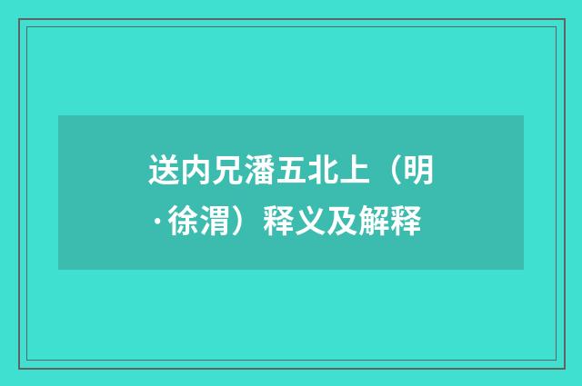 送内兄潘五北上（明·徐渭）释义及解释