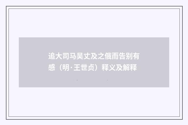 追大司马吴丈及之俄而告别有感（明·王世贞）释义及解释