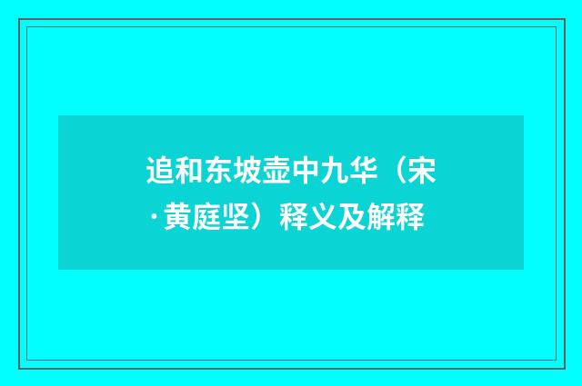 追和东坡壶中九华（宋·黄庭坚）释义及解释