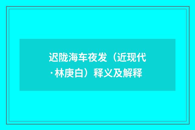 迟陇海车夜发（近现代·林庚白）释义及解释
