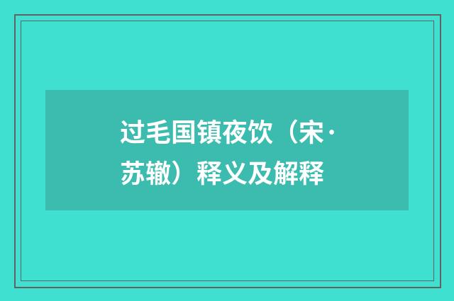 过毛国镇夜饮（宋·苏辙）释义及解释