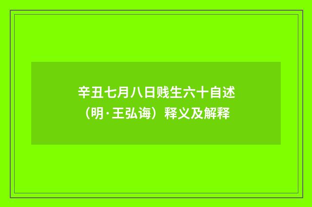 辛丑七月八日贱生六十自述（明·王弘诲）释义及解释