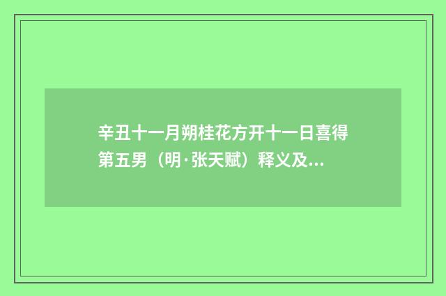 辛丑十一月朔桂花方开十一日喜得第五男（明·张天赋）释义及解释