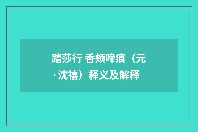 踏莎行 香颊啼痕（元·沈禧）释义及解释