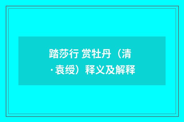 踏莎行 赏牡丹（清·袁绶）释义及解释